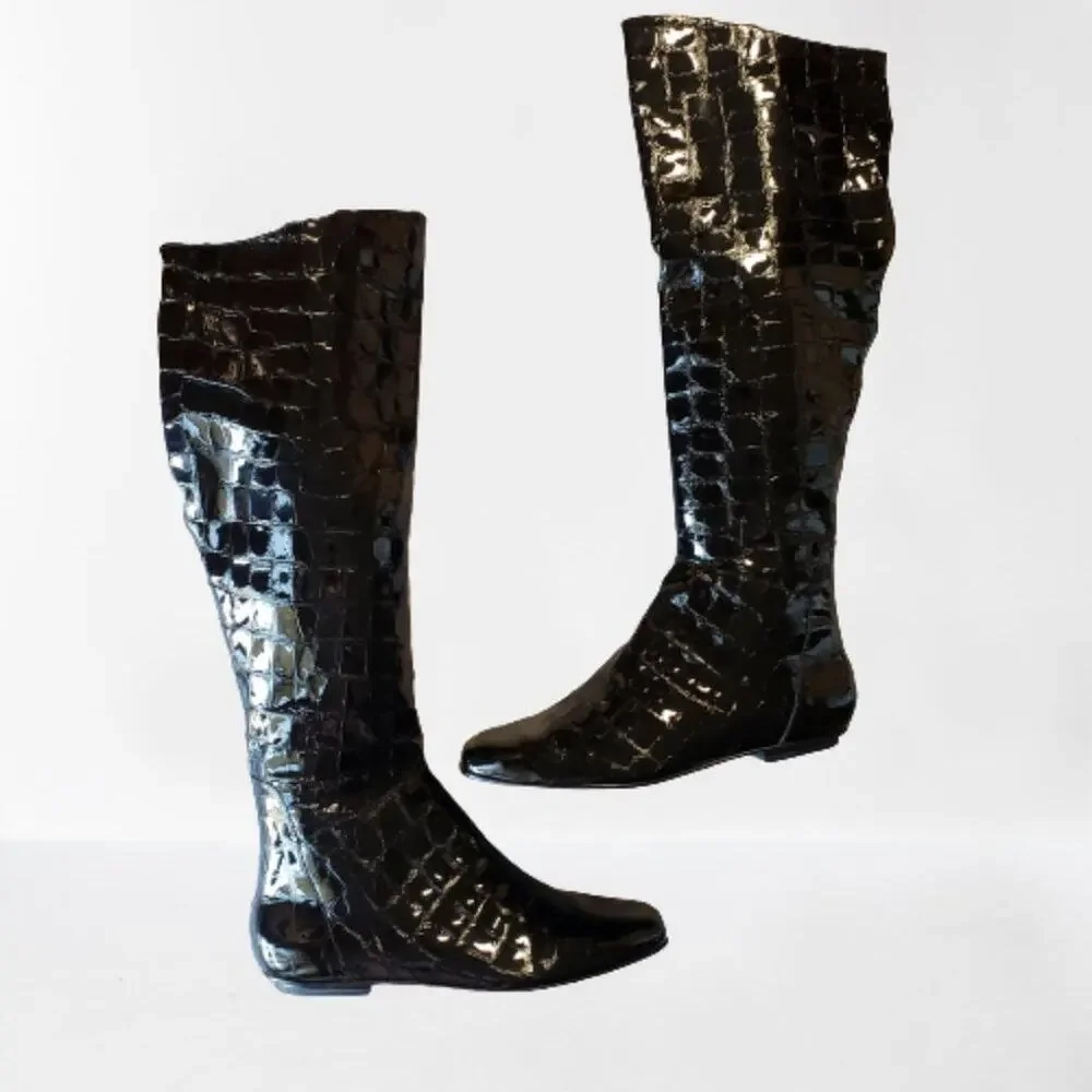 Charles Nolan New York Croc Embossed Boots 8.5
